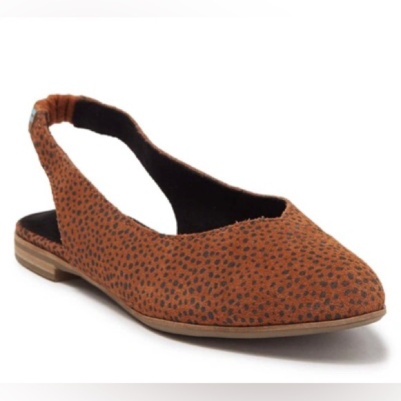 NWT TOMS Julie Slingback Flats Tan Mini Cheetah Printed Suede 10 - Picture 6 of 10